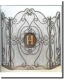 Iron Three Panel Fire Screen with Mesh Backing