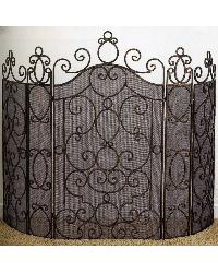 Five Panel Fire Screen Antique Brass