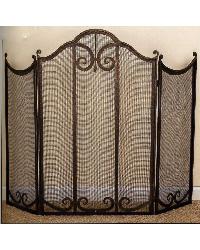 Three Panel Scroll Fire Screen Light Burnished Gold