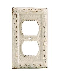 Antique White Finished Iron Single Outlet Cover Antique White