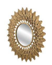 Antiqued Gold Finished Iron Petal Mirror Antique Gold