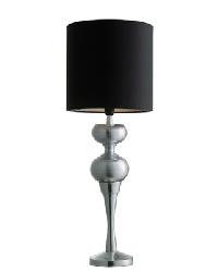 Round Aluminum Lamp and Black Shade