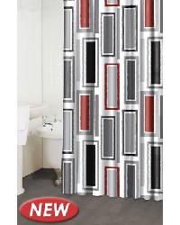 Rectangles Red Shower Curtain Red