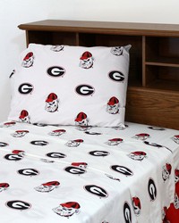 Georgia Bulldogs Sheet Set - White