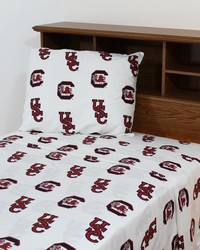 South Carolina Gamecocks Sheet Set - White