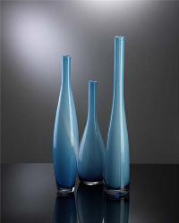 Cyan and White Swirl Vase