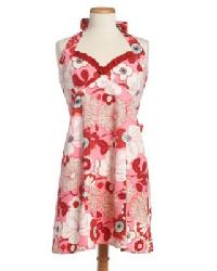 Red and Pink Large Floral Apron