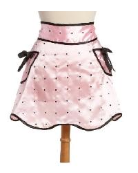 Pink Satin with Black Polka Dots Apron