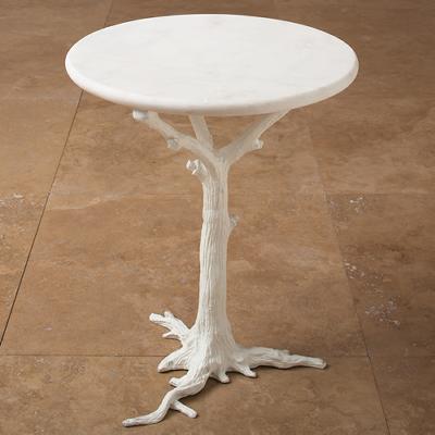 Global Views White Faux Bois Side Table in Global Views Tables 8.81027  Accent Tables Occasional Tables 