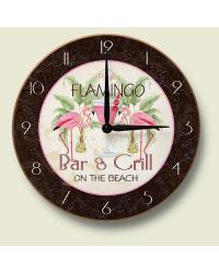Flamingo Bar and Grill Wooden Wall Clock