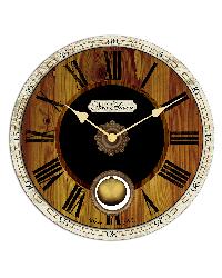 Faux Bois Panel Clock with Bronze Finished Pendulum
