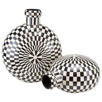  Checkered Horn and Bone Vase