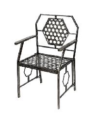 Hexy Thang Iron Garden Chair Weathered Silver