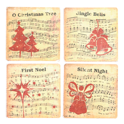 Manual Woodworkers and Weavers, Inc. Musical Christmas Coaster Set  Christmas Table D�cor