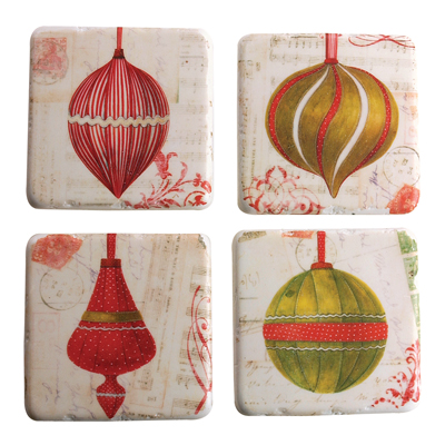 Manual Woodworkers and Weavers, Inc. Ornament Coaster Set  Christmas Table D�cor