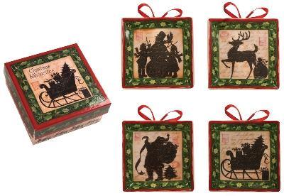 Manual Woodworkers and Weavers, Inc. Christmas Silhouette Mini Plates Boxed Set  Christmas Table D�cor