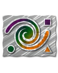 Geometric Swirl Green, Violet, Yellow, Silver