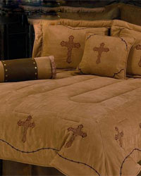 Barbwire Crosses Comforter Set Dark Tan