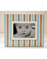 Cottage Blue and Chocolate Stripe Picture Frame