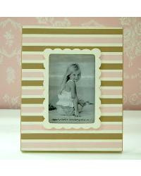 Pink and Chocolate Stripe Picture Frame