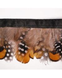 2in Natural Spotted Feather Trim Gold