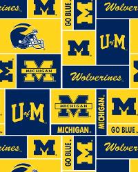 Michigan Wolverines Block Fleece by  Foust Textiles Inc. 
