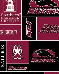 Southern Illinois Salukis Block Fleece by  Foust Textiles Inc. 
