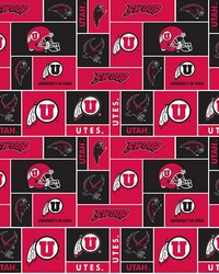 Utah Utes Block Fleece by  Foust Textiles Inc. 