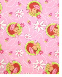 Strawberry Sun and Flowers Flannel Pink and Green In-Stock 2008