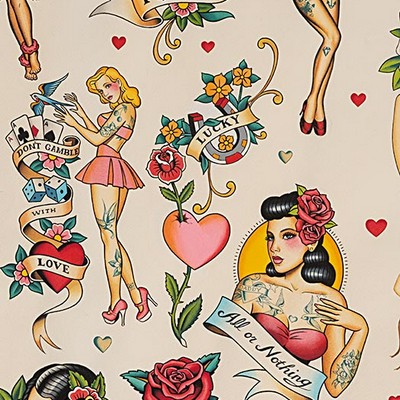 Alexander Henry Dont Gamble with Love Tea Dye in 2020 New Beige NA Cotton Pin Up  