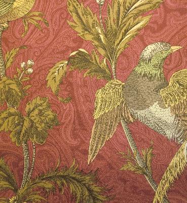 Duralee 42108 234 in Sunderland Beige Cotton Fire Rated Fabric Birds and Feather  NFPA 260  Modern Paisley  Fabric