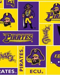 East Carolina Pirates Block Fleece by  Foust Textiles Inc. 