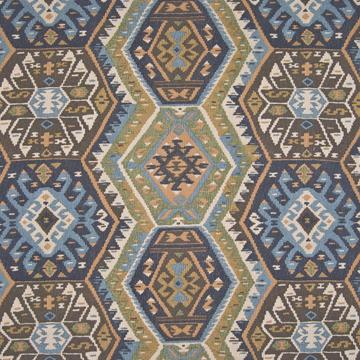 Kasmir Pima Basketry Turquoise in Classic Elegance, Vol 2 Blue Multipurpose Cotton Fire Rated Fabric Navajo Print   Fabric
