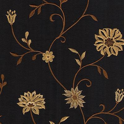 Kast Aberdeen Ebony in Sweet Sensations Black Drapery Polyester  Blend Embroidered Faux Silk Floral Faux Silk  Medium Print Floral   Fabric