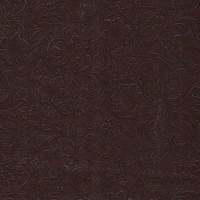 Kast Lukenbach Fudge in Lone Star Brown Upholstery Polyvinylchloride Embossed Faux Leather Medium Print Floral   Fabric