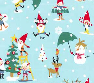 michael miller,michael miller fabric,kids fabric,quilting fabric,kids quilting fabric,gnomes,gnome fabric Gnome for the Holidays Blue