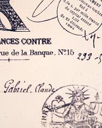 French Stamp Sunshine Navy Natural by  Premier Prints 
