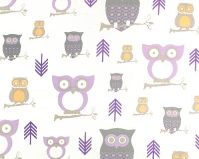 Premier Prints Hooty Wisteria in Premier Prints - Fall 2011 Purple Drapery-Upholstery 7  Blend Birds and Feather  Cute Prints  Halloween  Fabric