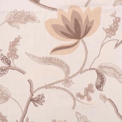 Valiant Monica Natural New 2022 Beige Upholstery Cotton  Blend Crewel and Embroidered  Floral Embroidery Vine and Flower  Fabric