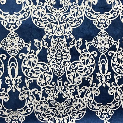 Vince Navy new2020 Blue Multipurpose POLYESTER  Blend Fire Rated Fabric Modern Contemporary Damask  Printed Velvet  Contemporary Velvet  Fabric