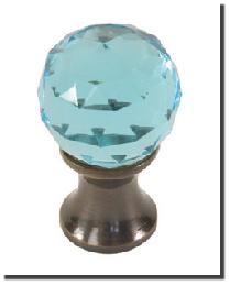 Aqua Blue Crystal Cut Antique Brass Finial Set