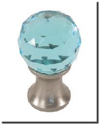 Aqua Blue Crystal Cut Pewter Finish Finial Set