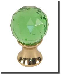 Aqua Green Cut Crystal Polished Brass Finial