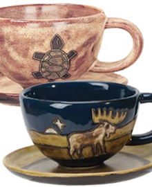Soup/Latte Mugs and Saucers Stoneware Soup/Latte Mugs and Saucers Stoneware