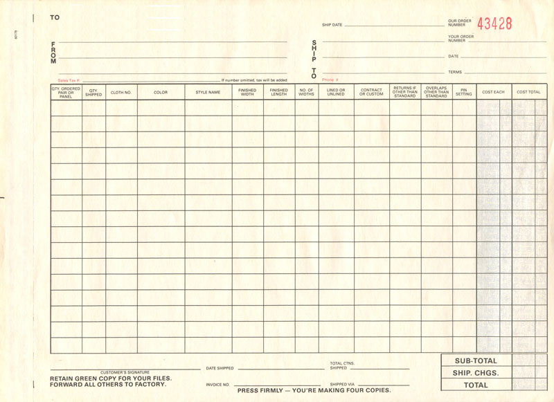 drapery order form