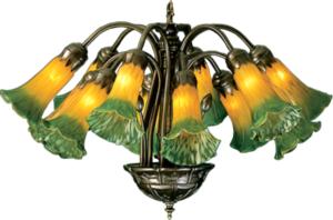 meyda tiffany,meyda tiffany lamps,meyda tiffany lighting,meyda tiffany style lamp set,meyda tiffany pendant,chandeliers,table lamps,floor lamps,tiffany lamps,tiffany style lamps,home lighting Amber Green Pond Lily 12 Lt Chandelier