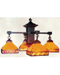 Classic Mica 4-Arm Pendant Light Antique Brown Finish
