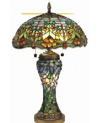 Traditional Glass Table Lamp Antique Brown Finish