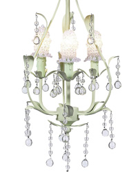 Clear Bulb Covers on Pear Chandelier Clear, Soft Green