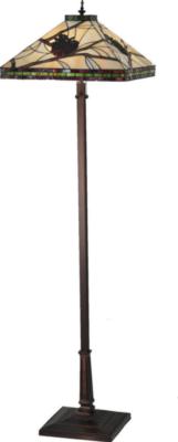Mission Lodge Tiffany Floral MEYDA ORIGINALS Burgundy Pine Branch Mission Floor Lamp